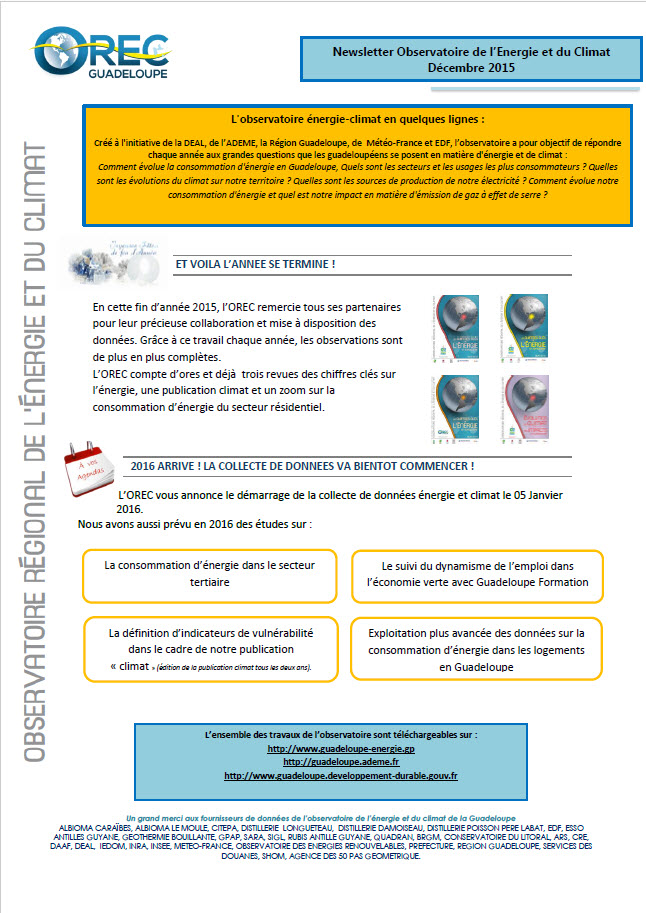 Newsletter OREC – Décembre 2015