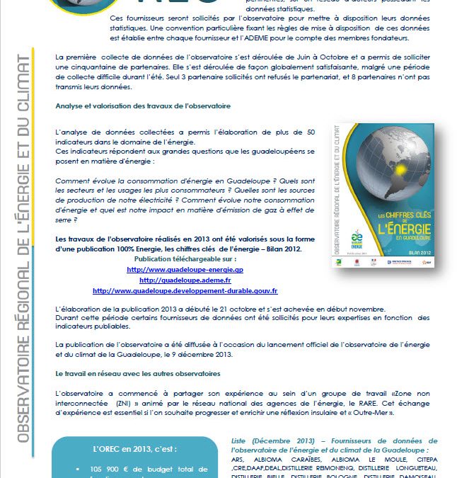 Rapport d’activité OREC 2013