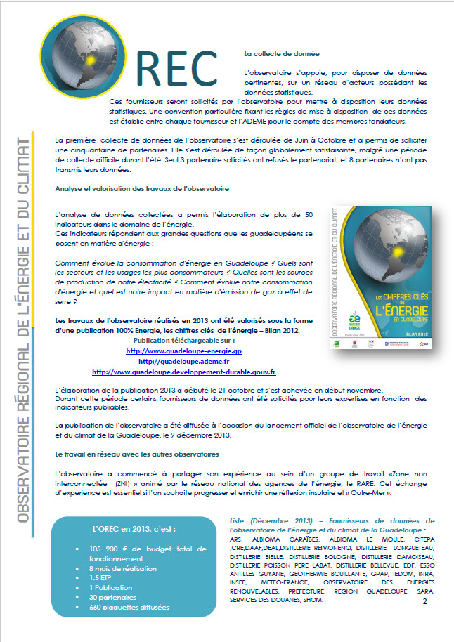 Rapport d’activité OREC 2013