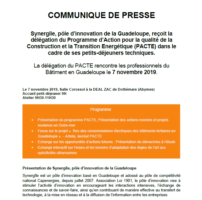 Communiqué de presse: Délégation du PACTE