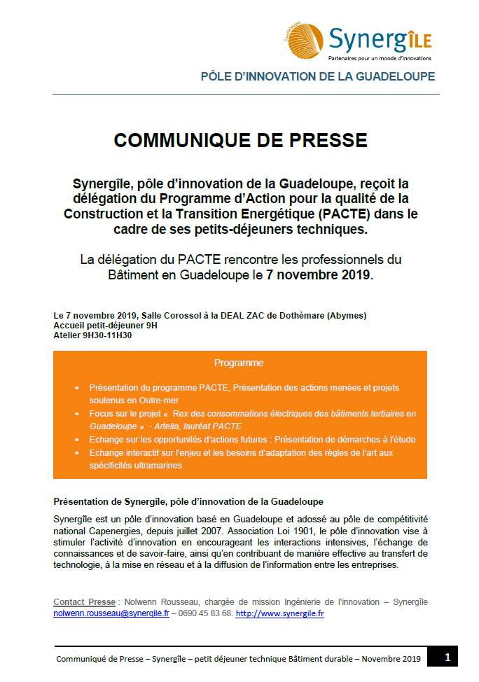 Communiqué de presse: Délégation du PACTE