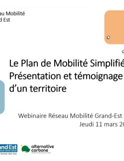 Replay Webinaire – Le Plan de Mobilité Simplifié : présentation et témoignage d’un territoire – le 11 mars 2021